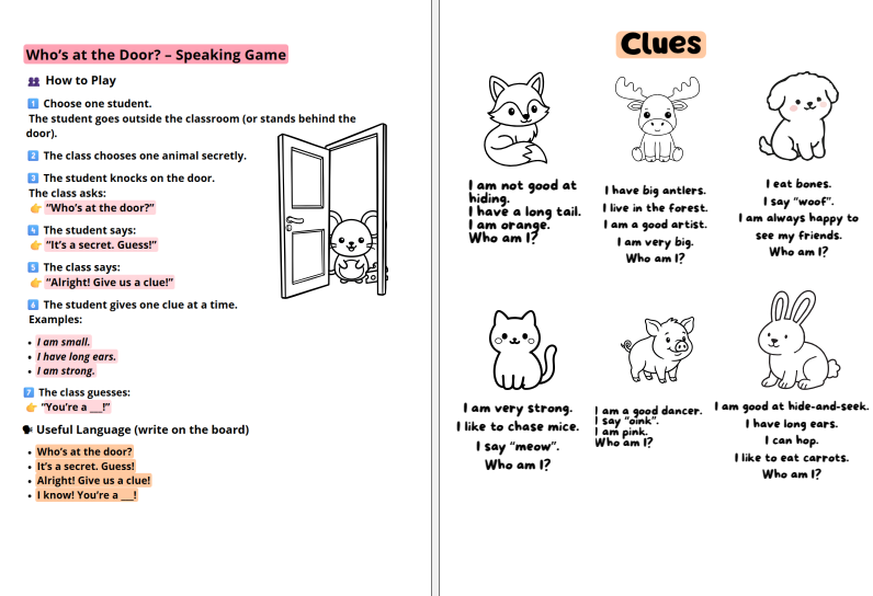 Who’s at the Door? – Speaking Game Worksheet