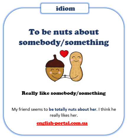 To be nuts about - English Idiom