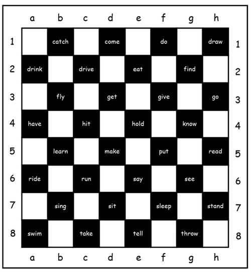 Checkers with irregular verbs - English Task
