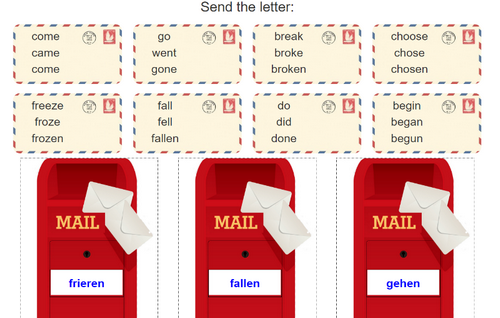 Irregular verbs letter game - English Task