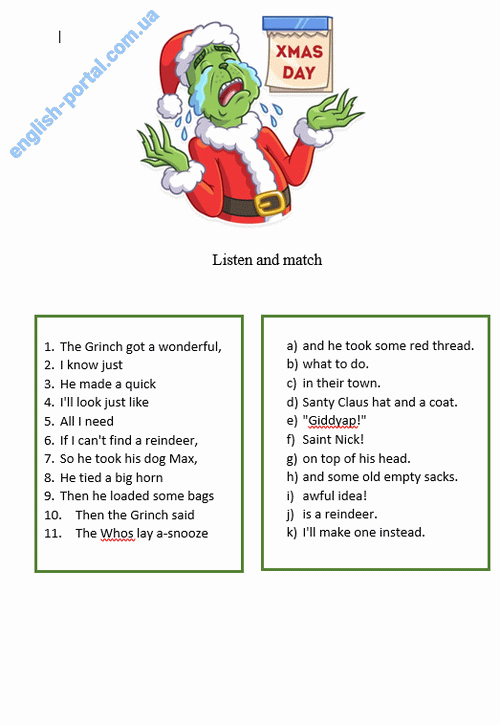 Download 3 How the Grinch Stole Christmas Match the Halves