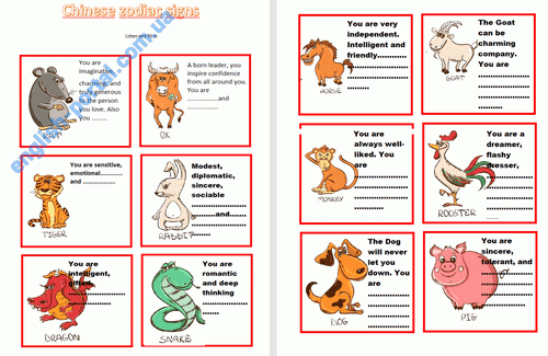 Download Chinese Zodiac Sign Worksheet