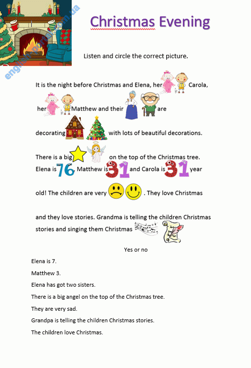Download Christmas Evening Worksheet