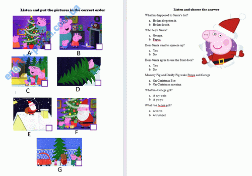 Download Peppa Pig Listen and Put the Pictures in the Correct Order Worksheet