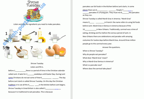 Download Shrove Tuesday Worksheet