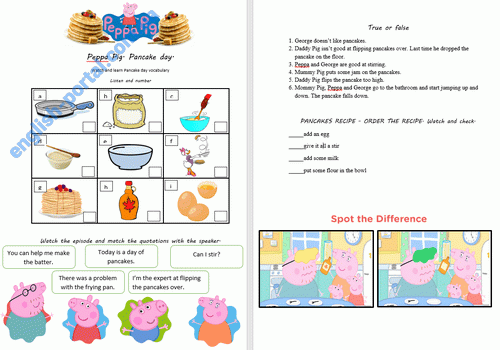Download Pancake Day Peppa Pig Worksheet