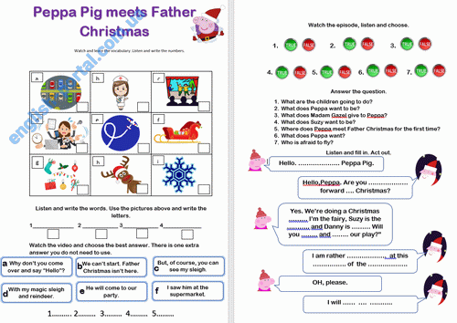 Download Peppa Pig Meets Father Christmas Worksheet