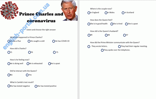 Download Prince Charles and Coronavirus Worksheet