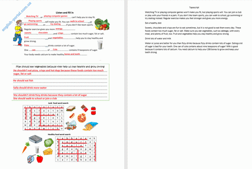 Download Staying Healthy Keys and Tapescript Worksheet