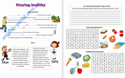 Download Staying Healthy Worksheet