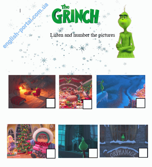 Download The Grinch Listen and Number the Pictures Worksheet