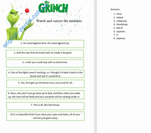 Download The Grinch Watch and Correct the Mistakes Worksheet