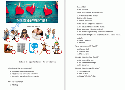 Download Valentine Legend Worksheet