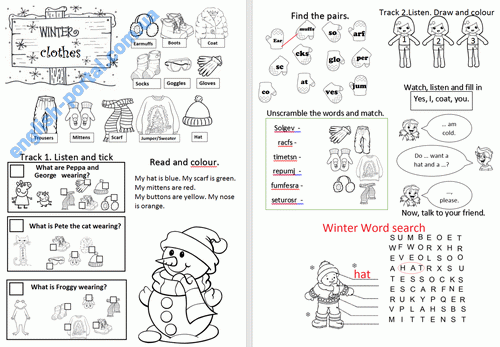 Download Winter Clothes Worksheet