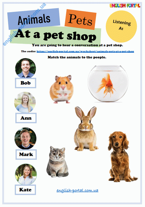 Download Animals/Pets - At a Pet Shop Worksheet