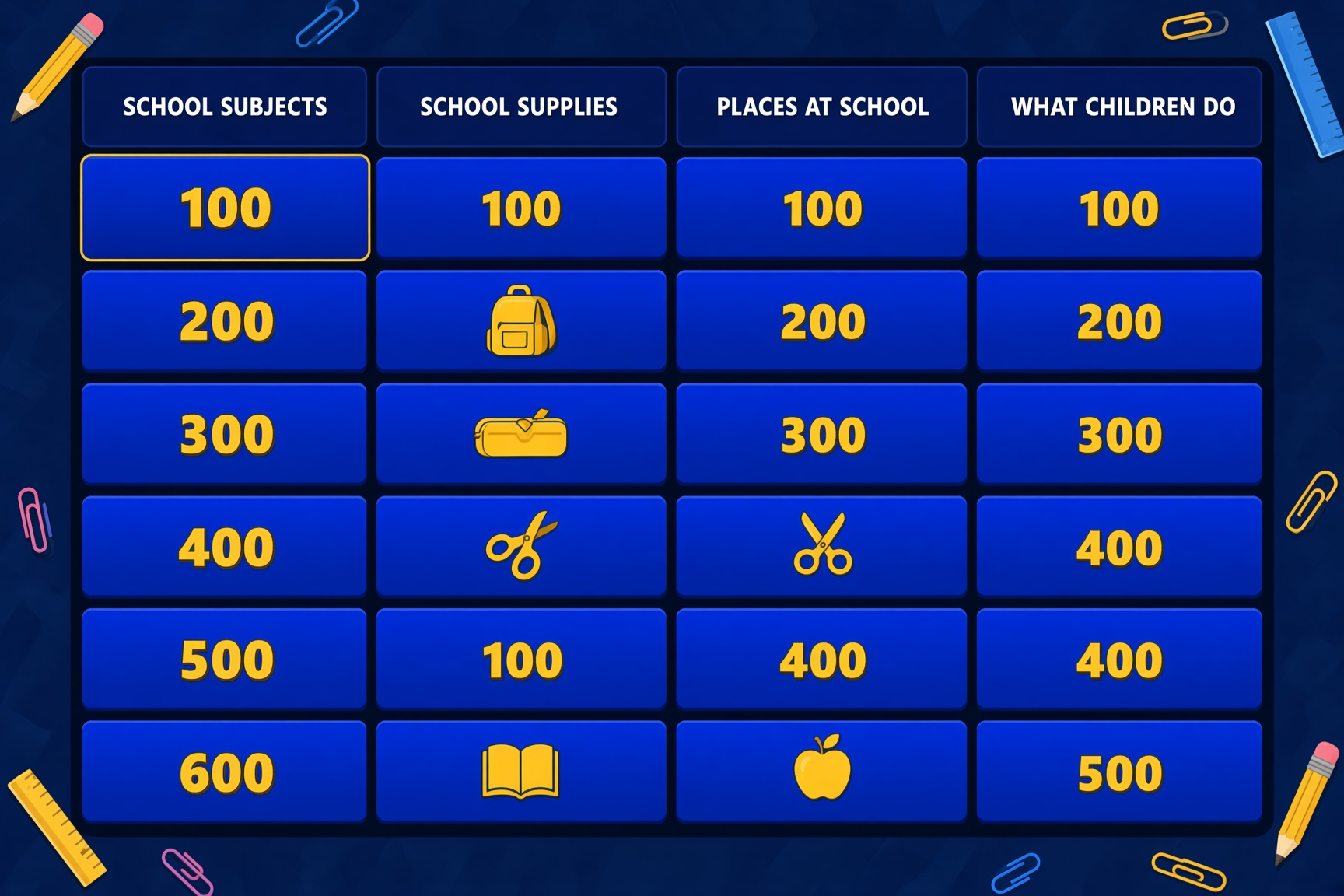 Back to School Jeopardy