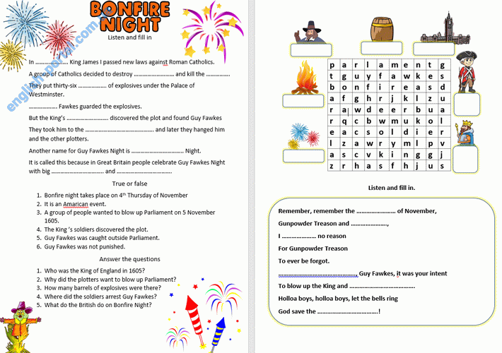 Download Bonfire Night Worksheet