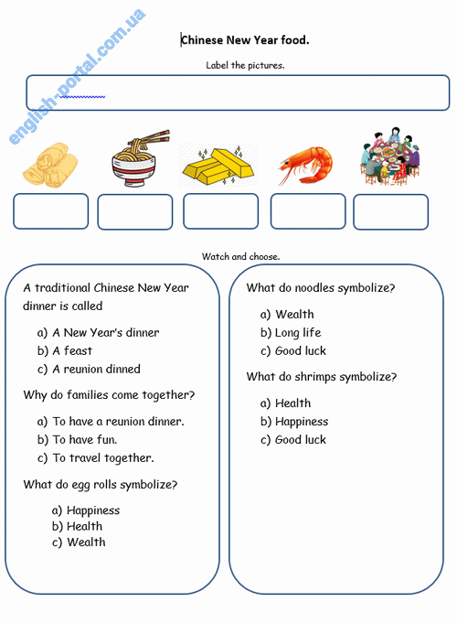 Download Chinese New Year Food Worksheet