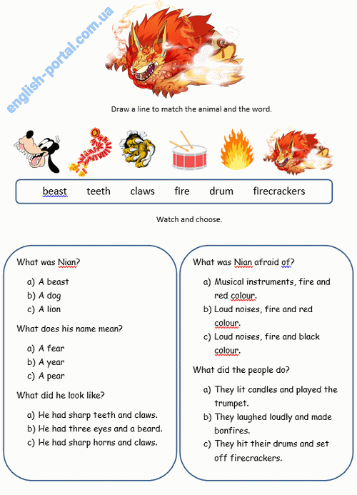 Download Chinese New Year Nian Worksheet