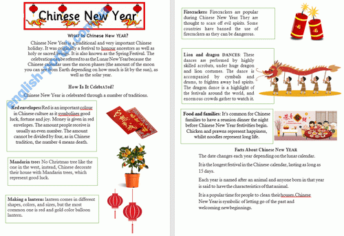 Download Chinese New Year Traditions Worksheet