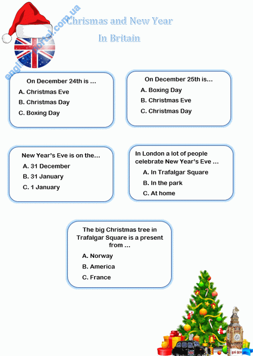 Download Christmas and New Year in Britain Worksheet
