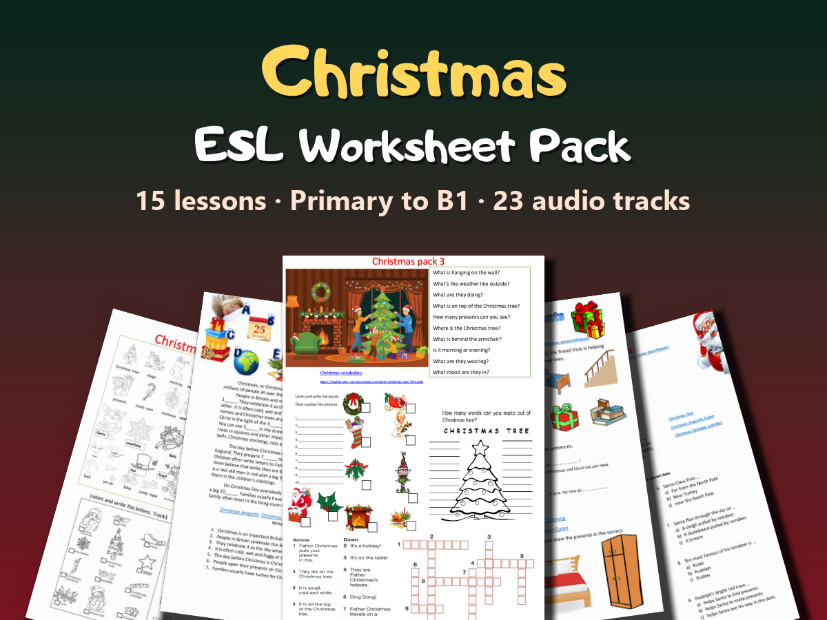 Christmas ESL Worksheet Pack