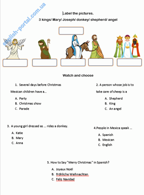 Download Christmas in Mexico Worksheet