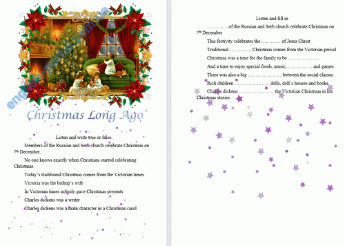 Download Christmas Long Ago Worksheet