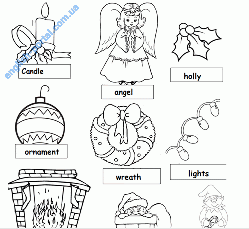 Download Christmas Vocabulary Coloring