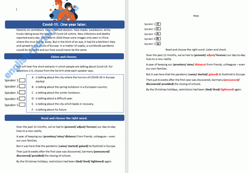 Download Covid One Year Later Worksheet