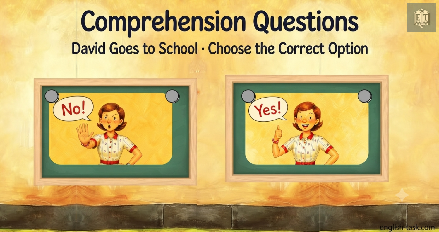David Goes to School – Comprehension Questions Quiz (ESL)