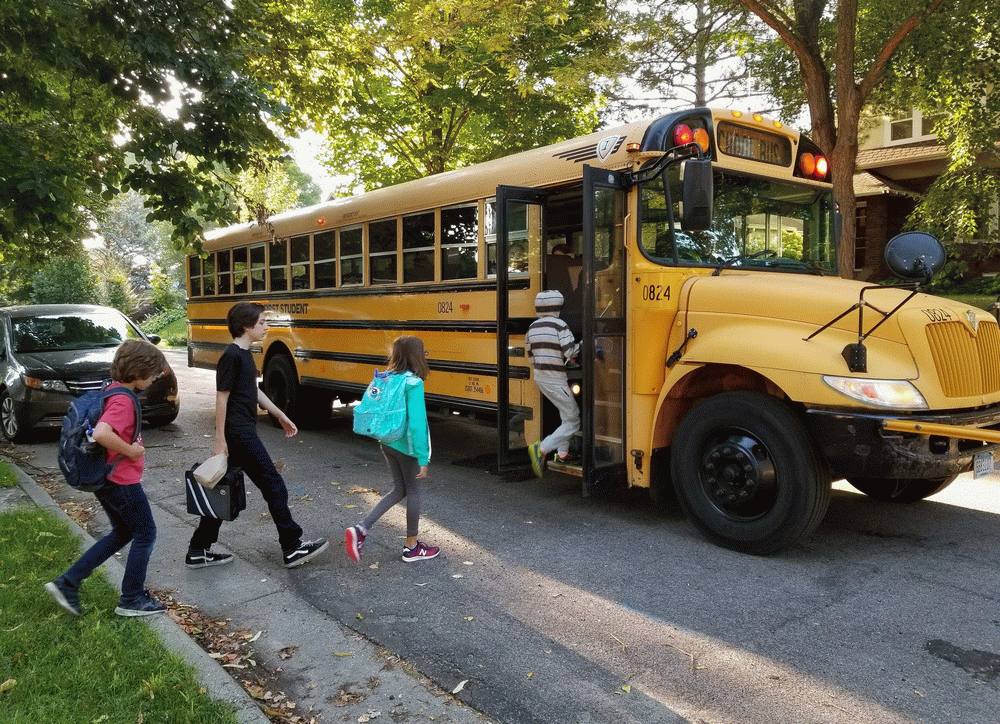 Download Picture description: Getting to school. B1