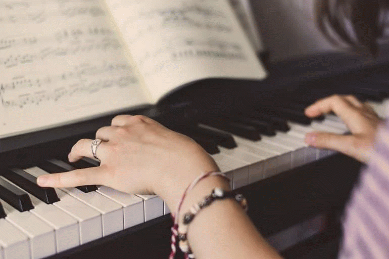 Download Picture description: Playing the piano. B1