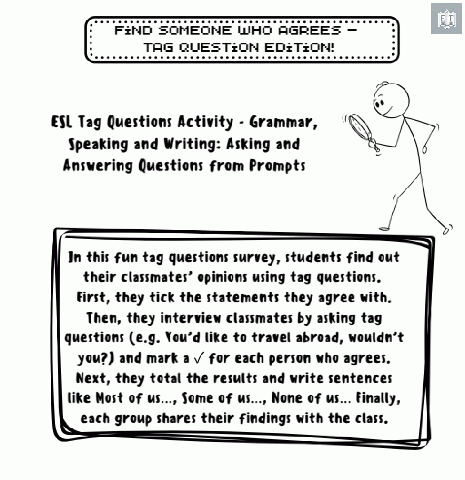 Find Someone Who Agrees – Tag Question Survey | ESL Speaking Worksheet