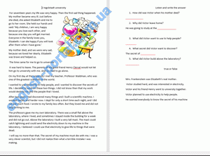 Download Frankenstein University Worksheet