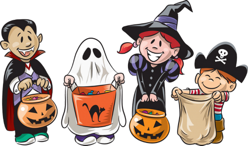 Children in Halloween costumes