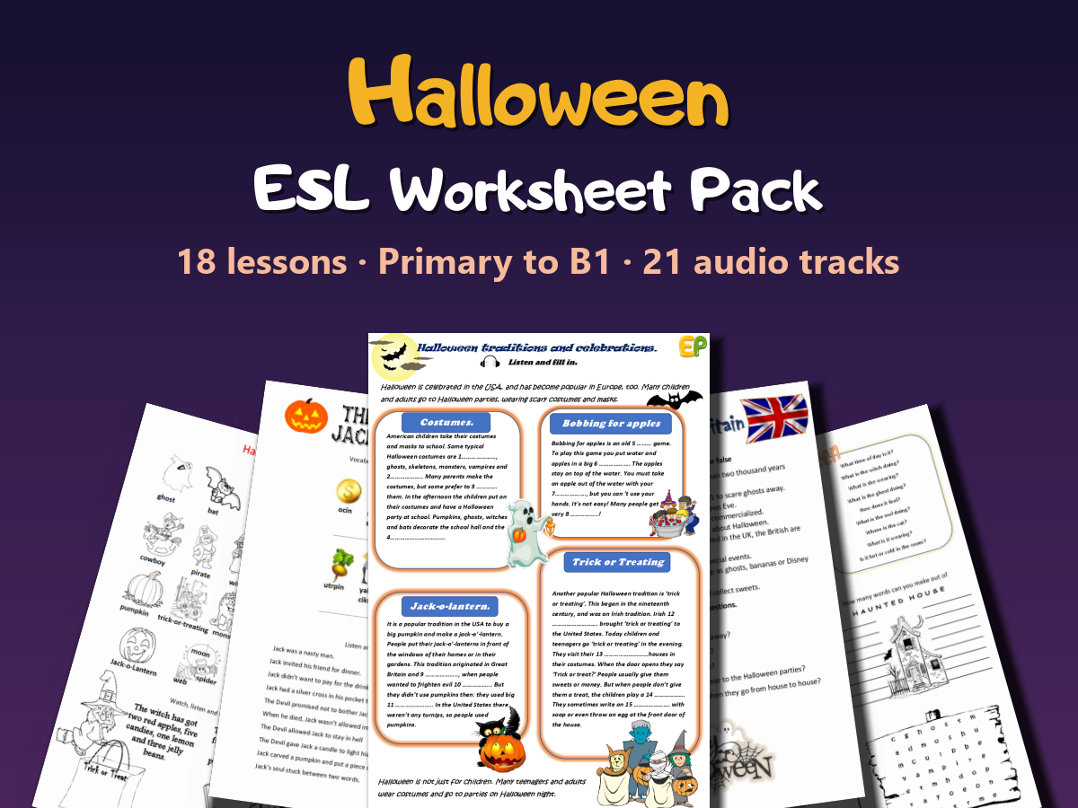 Halloween ESL Worksheet Pack