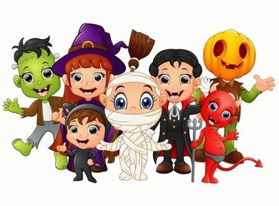 Children in Halloween costumes