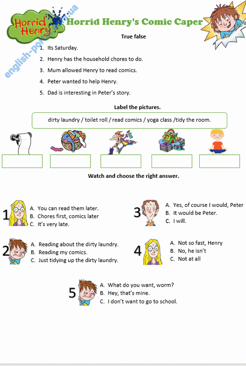 Download Horrid Henry Comic Caper Worksheet