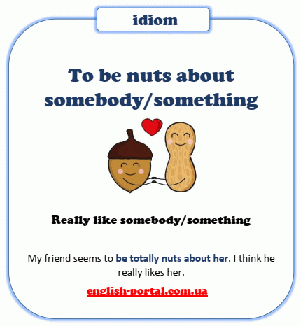 To be nuts about - English Idiom