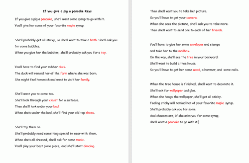 Download If You Give a Pig a Pancake Worksheet Keys