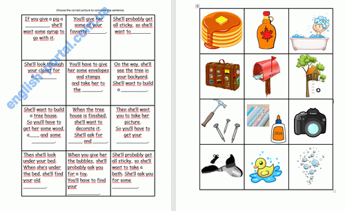 Download Choose the Correct Picture to Complete the Sentence Worksheet