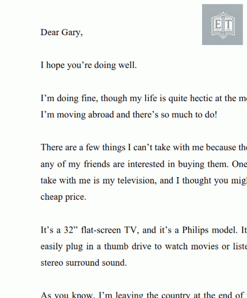 Informal Letter to a Friend: About Moving Abroad