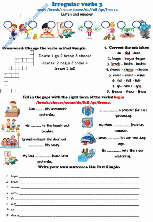 Download Irregular Verbs 3 Worksheet