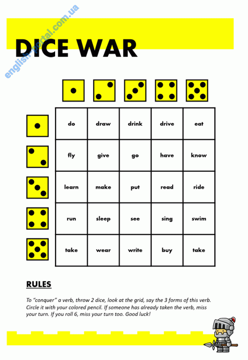 Download Irregular Verbs Game Dice war