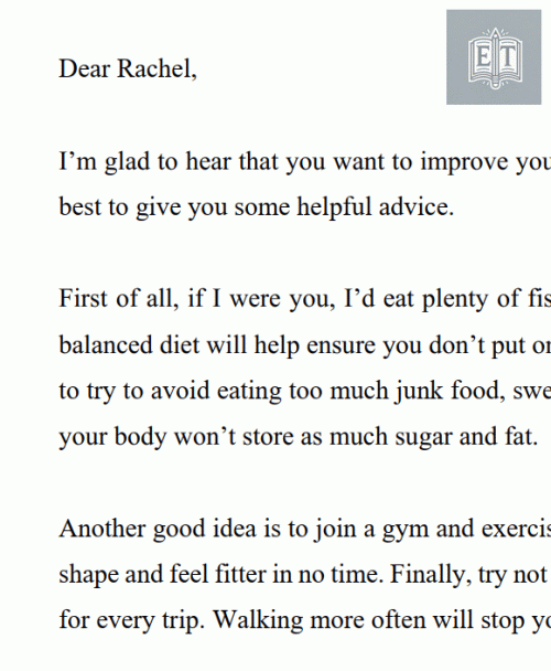 Letter of Advice: How to Keep Fit