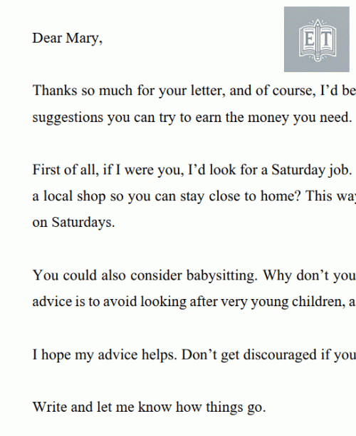 Letter of Advice: About Money