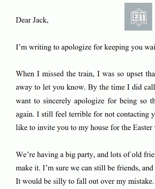 Letter of Apology: For the Long Wait