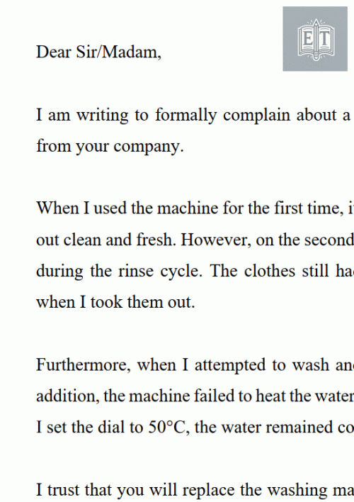 Letter of Complaint: About Receiving Damaged Goods (Sample 2)