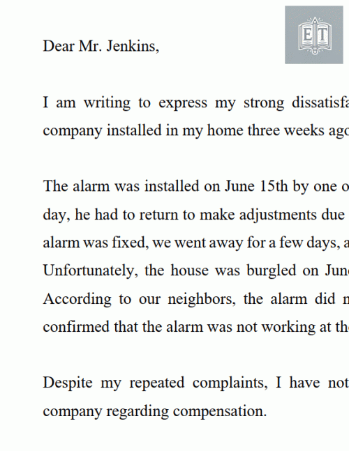 Letter of Complaint: About Damaged Goods